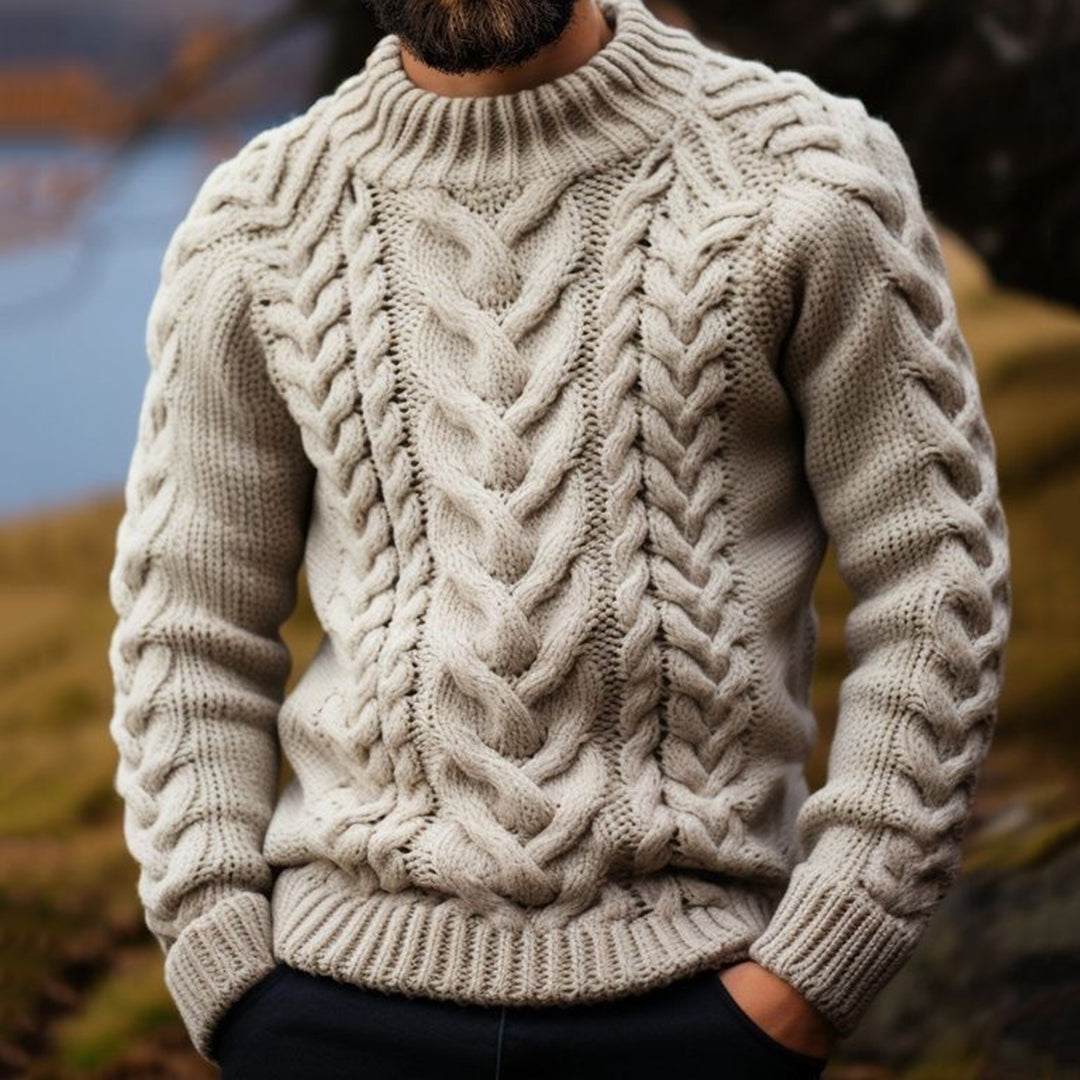 Vintage Thick Needle Cable Iceland Crew Neck Sweater elevenforest