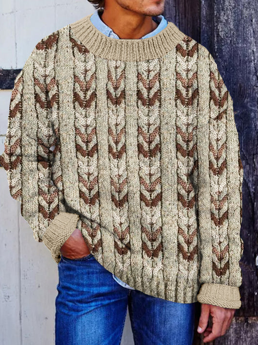 Men's Vintage Cable Jacquard Cozy Knit Sweater elevenforest