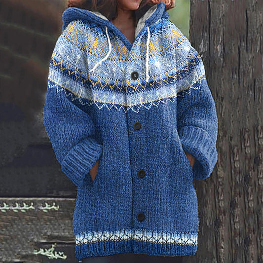 Vintage Icelandic Knit Jacquard Warmth Print Women's Sweater elevenforest