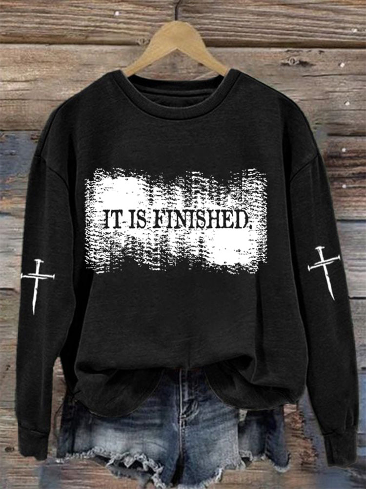 Comstylish Women's It Is Finished Christian Print Casuasl Sweatshirt