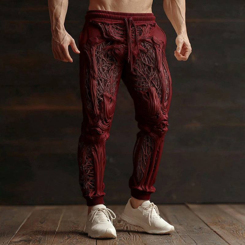 Men's Vintage Halloween Skeleton Art Sweatpants artswardrobe
