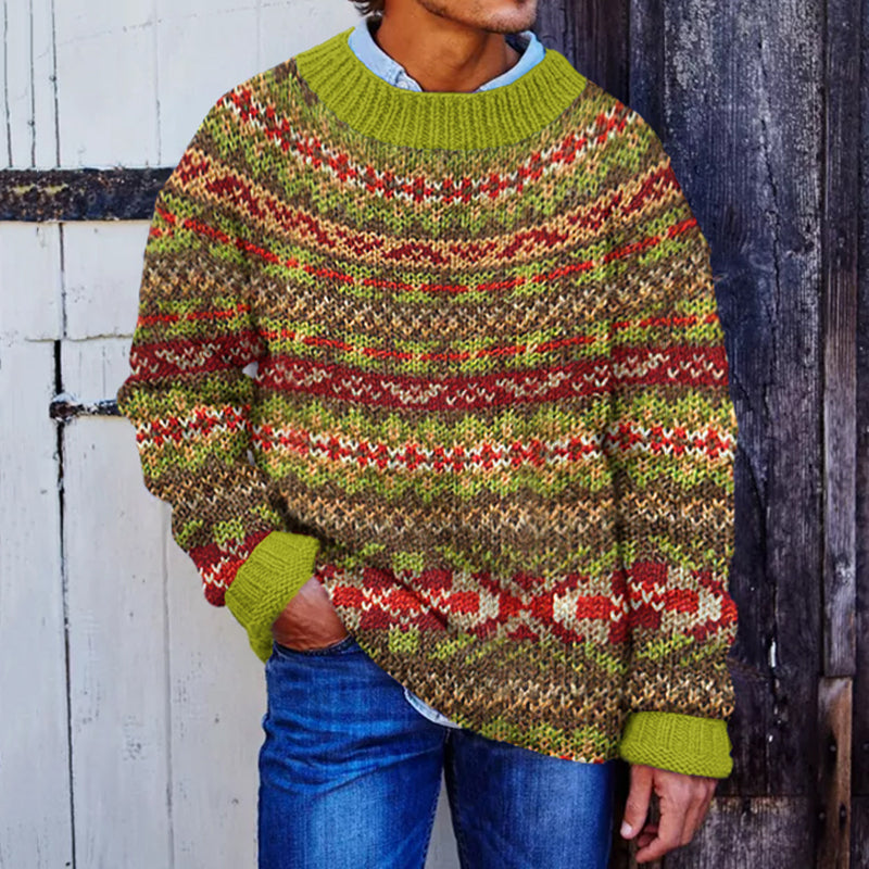 Mens Vintage Fair Isle Knit Pattern Art Cozy Sweater elevenforest
