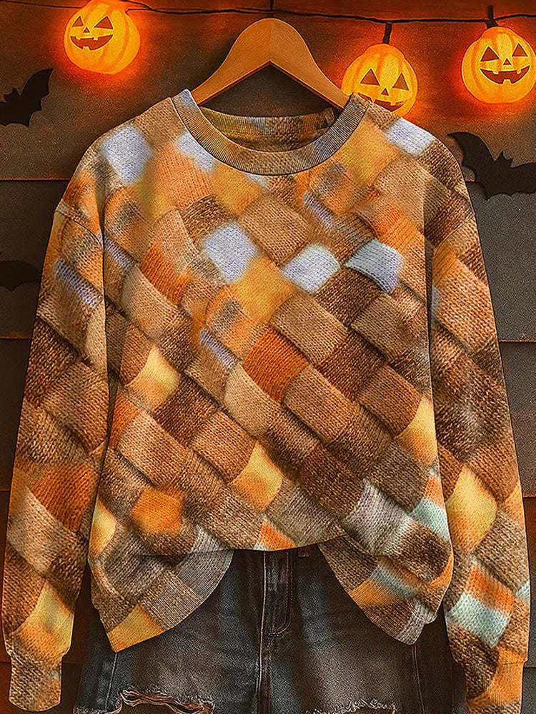 Women's Autumn Colorblock Crew Neck Sweater artswardrobe