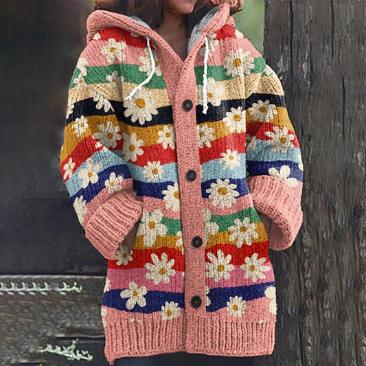 Vintage Rainbow Crepe Knitted Warm Sweater elevenforest