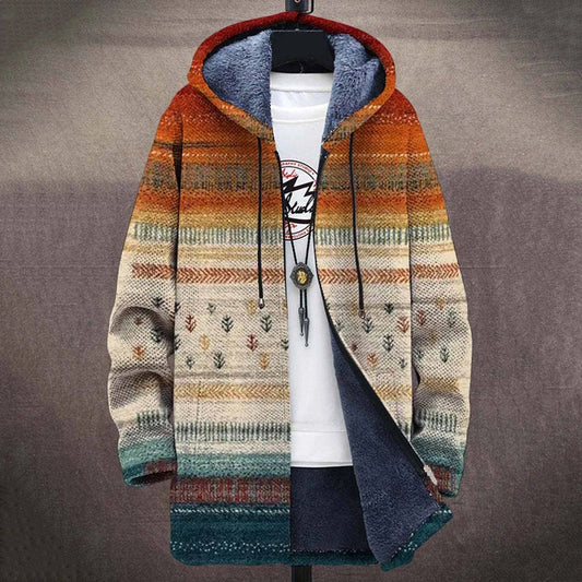 Retro Art Print Plush Thickened Long Sleeve Sweater Jacket Cardigan elevenforest