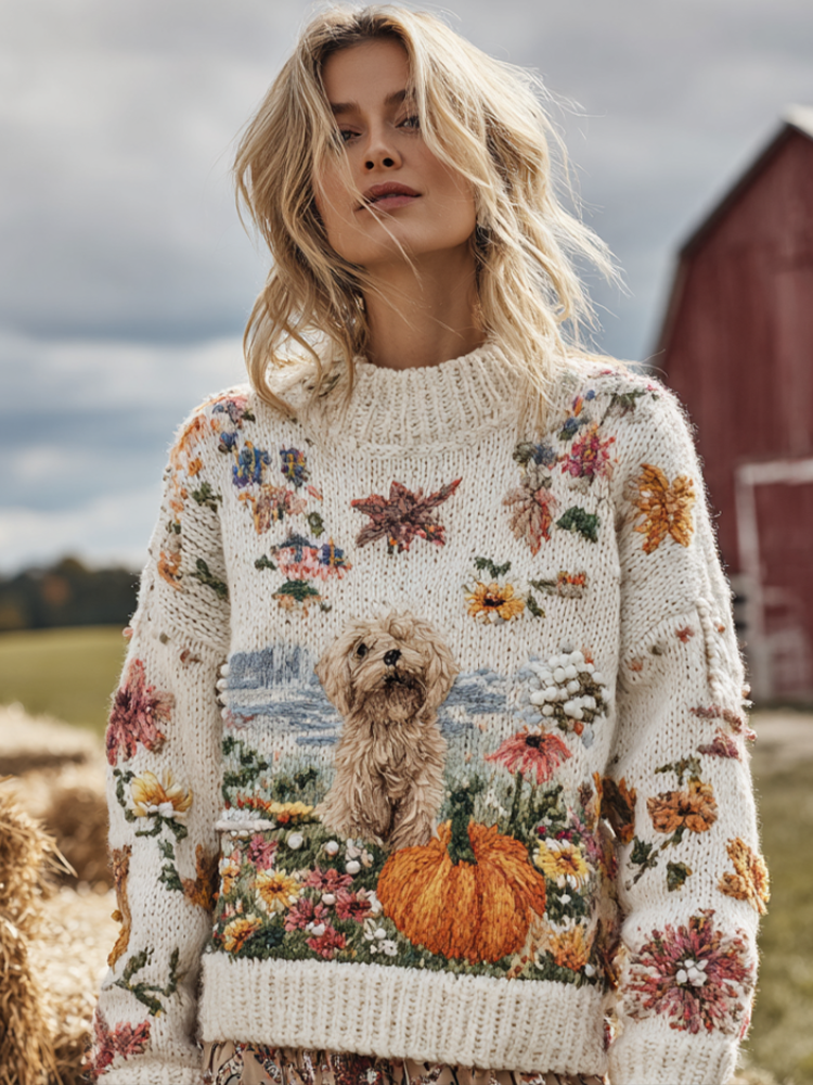 Women's Autumn/winter Thanksgiving Round Neck Warmth-giving Knit Sweater artswardrobe