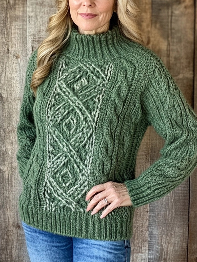 Classic Celtic Jacquard Retro Cozy Turtleneck Sweater elevenforest