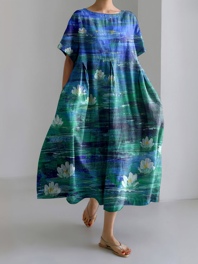 Women'S Dress With Wavy Floral Pattern