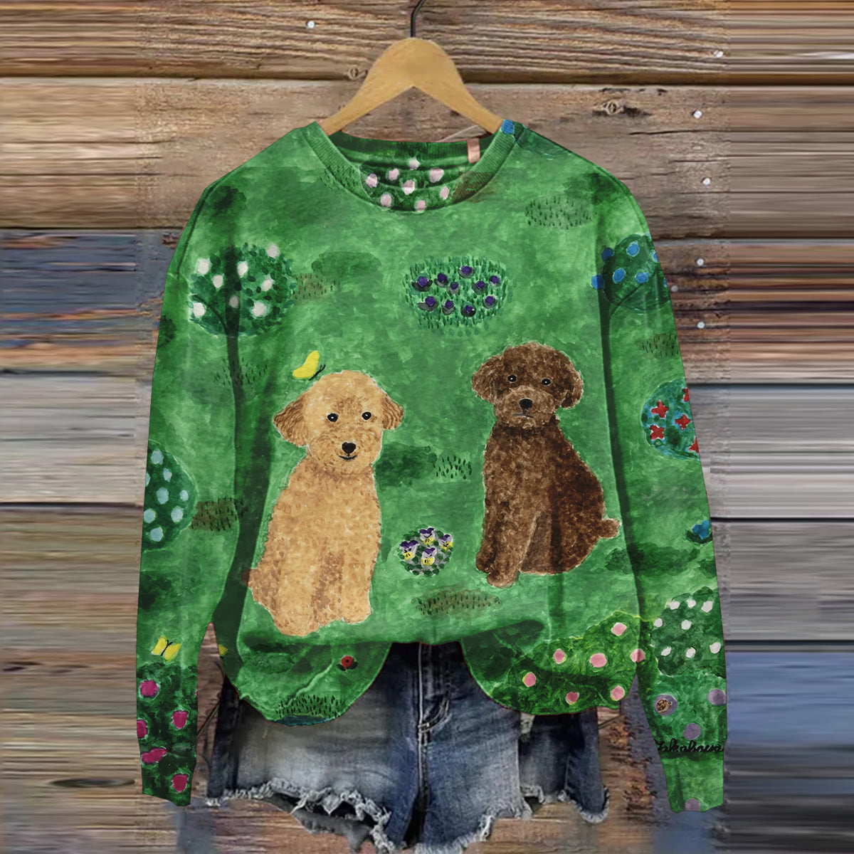 Comstylish Dog Art Print Casual Sweatshirt