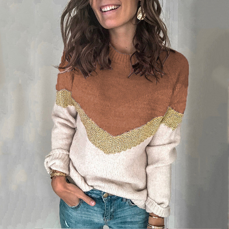 Contrast Panel Pullover Crewneck Raglan Sleeve Sweater elevenforest