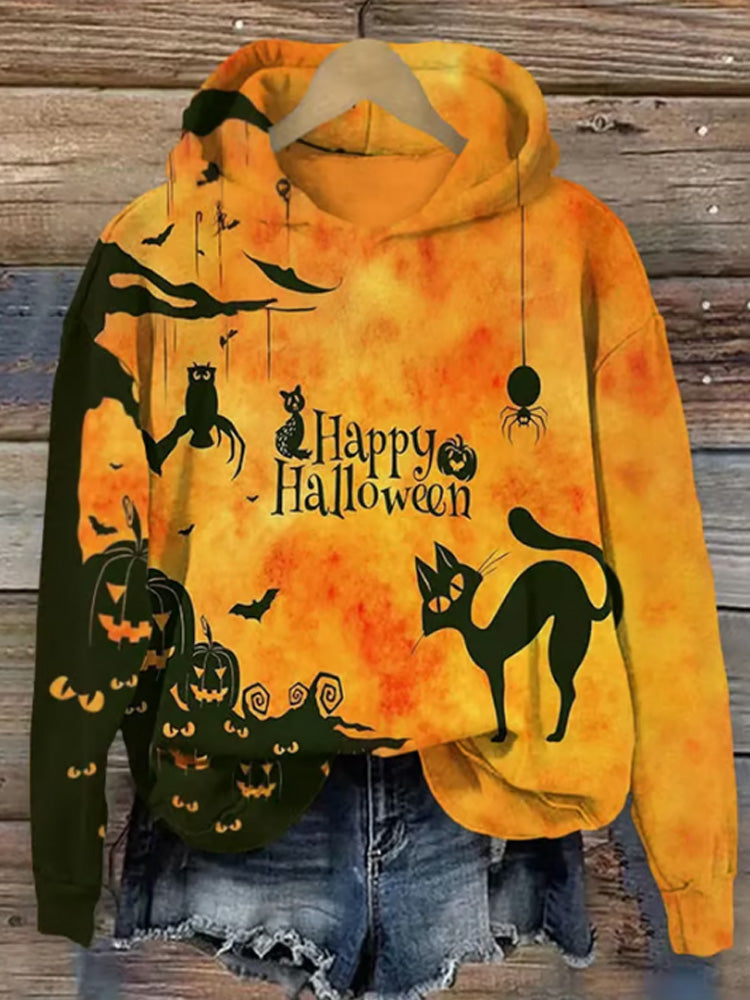 Women's Happy Halloween Print Sweatshirt artswardrobe