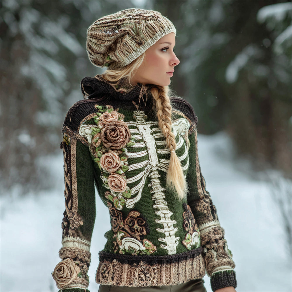 Retro Frame & Floral Art Women's Hooded Sweater artswardrobe