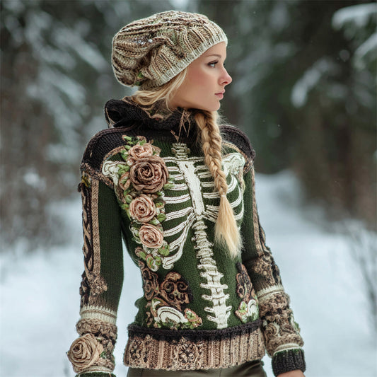 Comstylish Retro Frame & Floral Art Women's Hooded Sweater