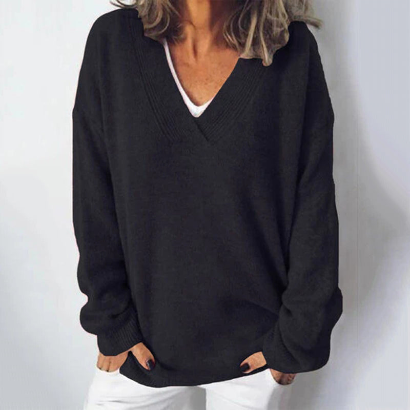 Women's V-Neck Pullover Knitted Sweater elevenforest