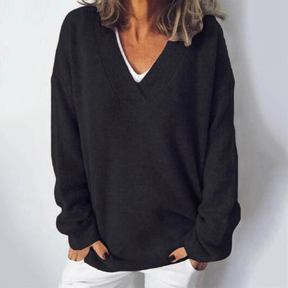 Women's V-Neck Pullover Knitted Sweater elevenforest