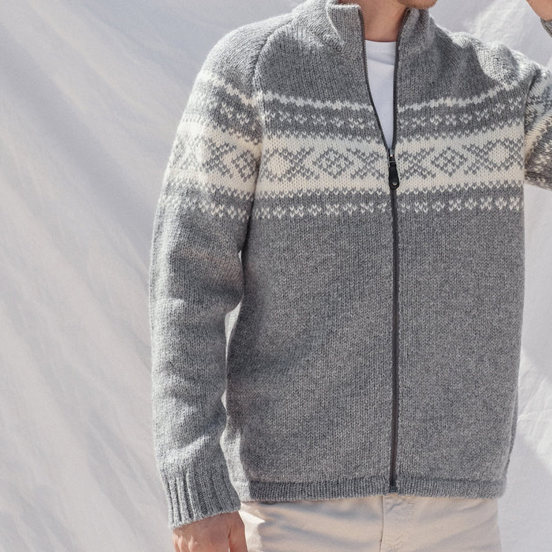 Mens Vintage Fair Isle Knitted Cardigan Sweater elevenforest