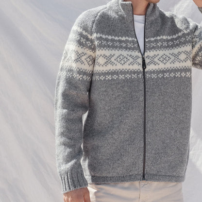 Mens Vintage Fair Isle Knitted Cardigan Sweater elevenforest