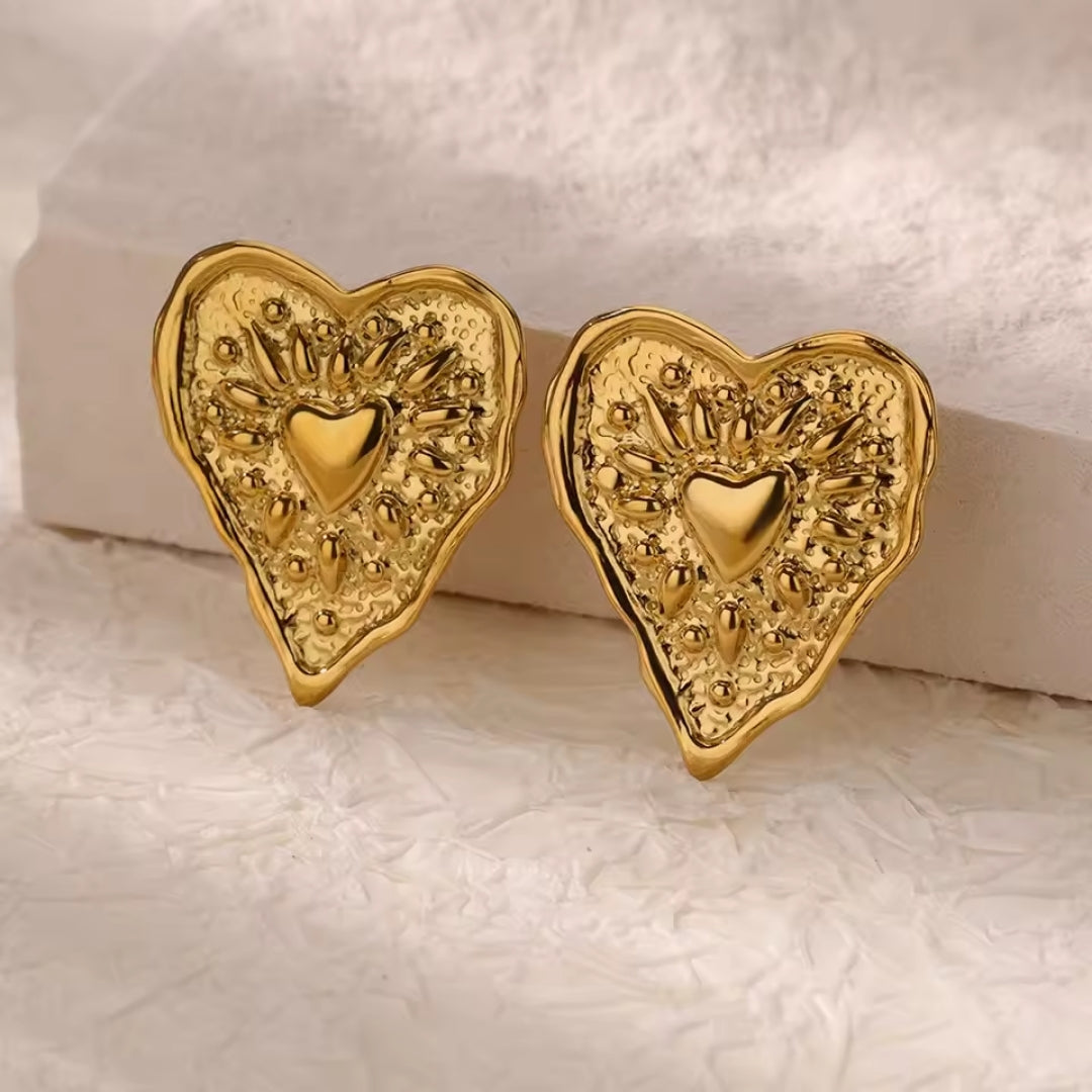 Golden Forged Hearts Earrings