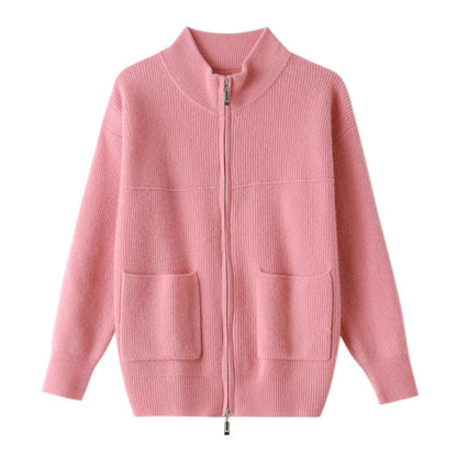 LP | Accogliente cardigan in maglia con collo alto e zip