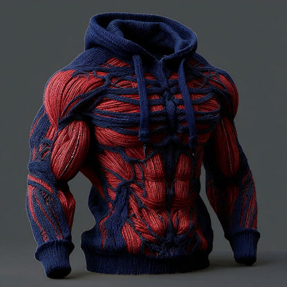 Line Art Men's Knitted Warm Hooded Sweater artswardrobe