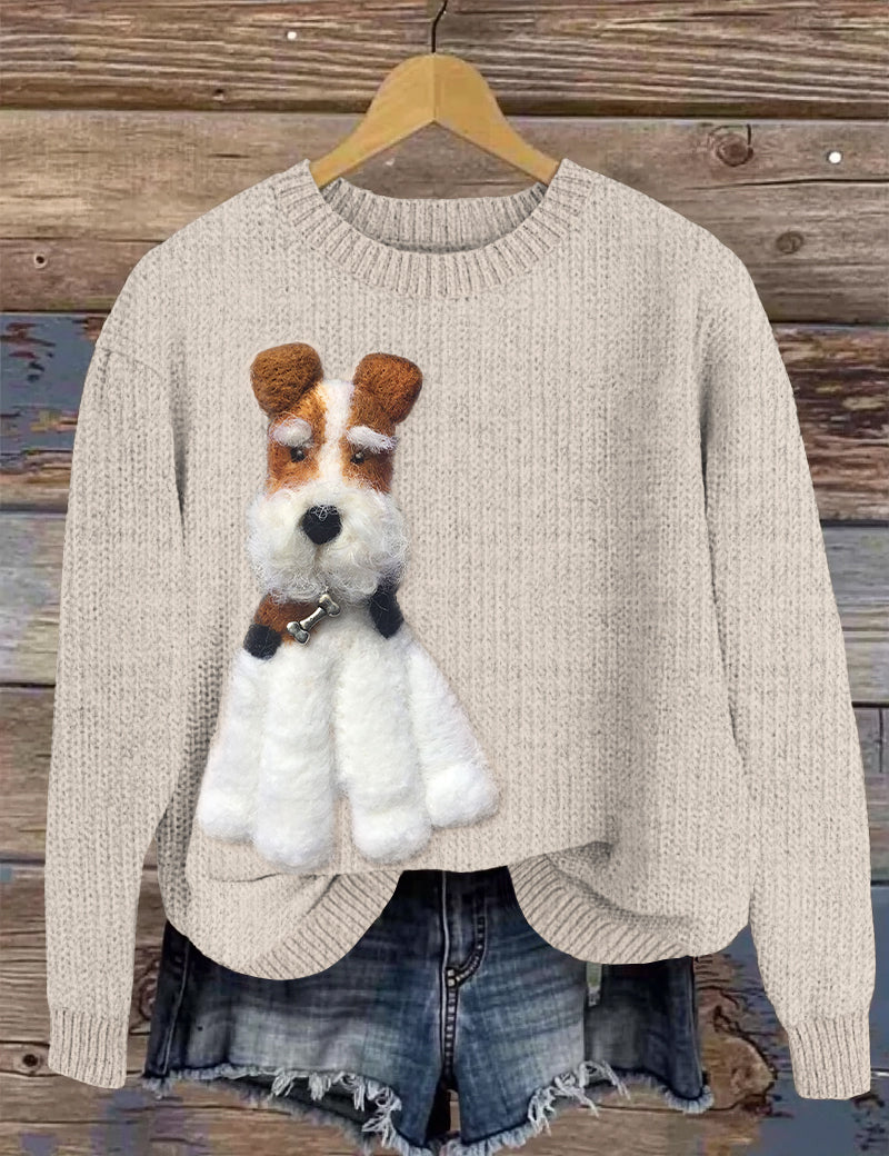 Comstylish Cute Sherlock Dog Felt Cozy Knitted Sweater