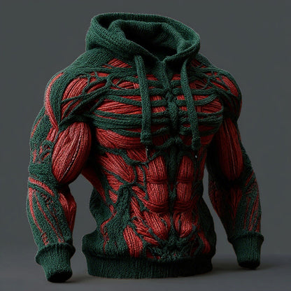 Line Art Men's Knitted Warm Hooded Sweater artswardrobe