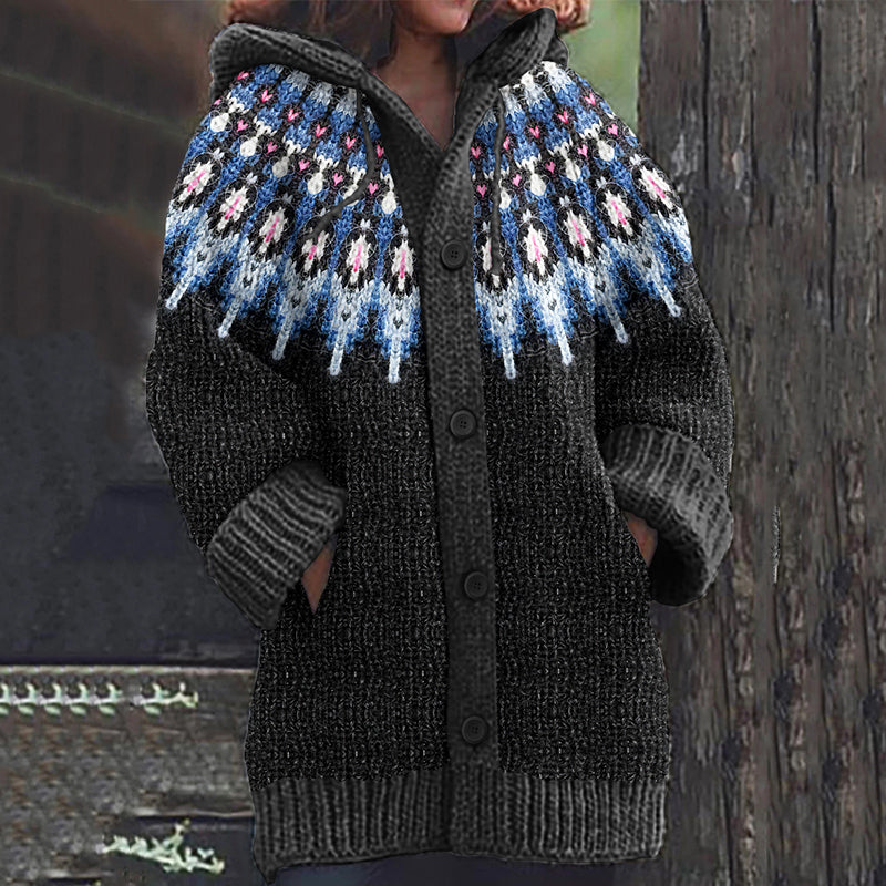 Women's Tribal Geometric Icelandic Art Cozy Sweater artswardrobe