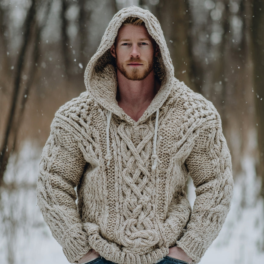 Vintage Fairman Island Jacquard Thick Warm Hooded Sweater artswardrobe