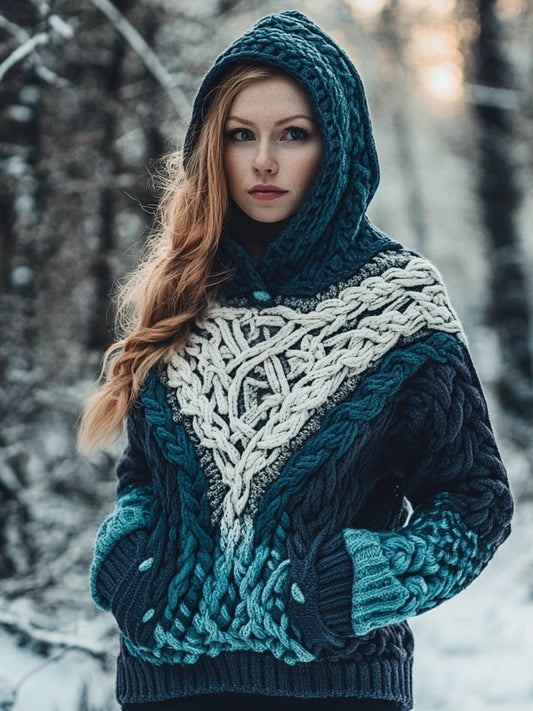 Vintage Totem Tribal Pattern Women's Hooded Sweater artswardrobe