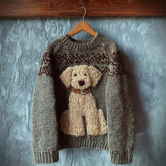 Vintage Fuzzy Dog Fleece Isle Cozy Knit Sweater artswardrobe
