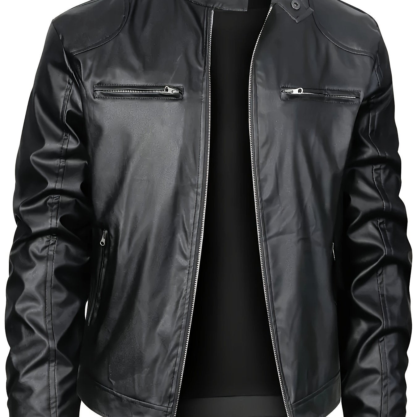 LP | Elegante giacca in pelle PU con blocchi di colore e design a più cerniere