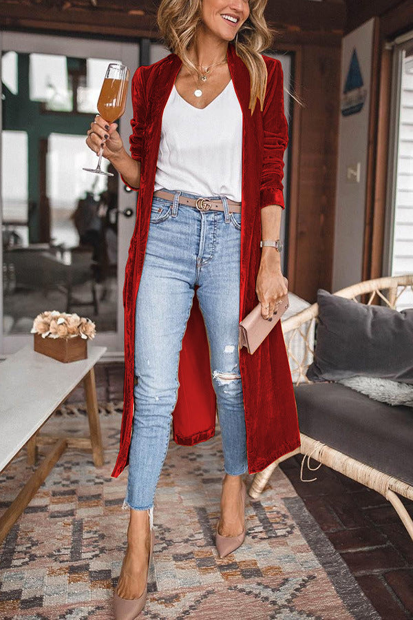 LP | Cappotto lungo di velluto alla moda