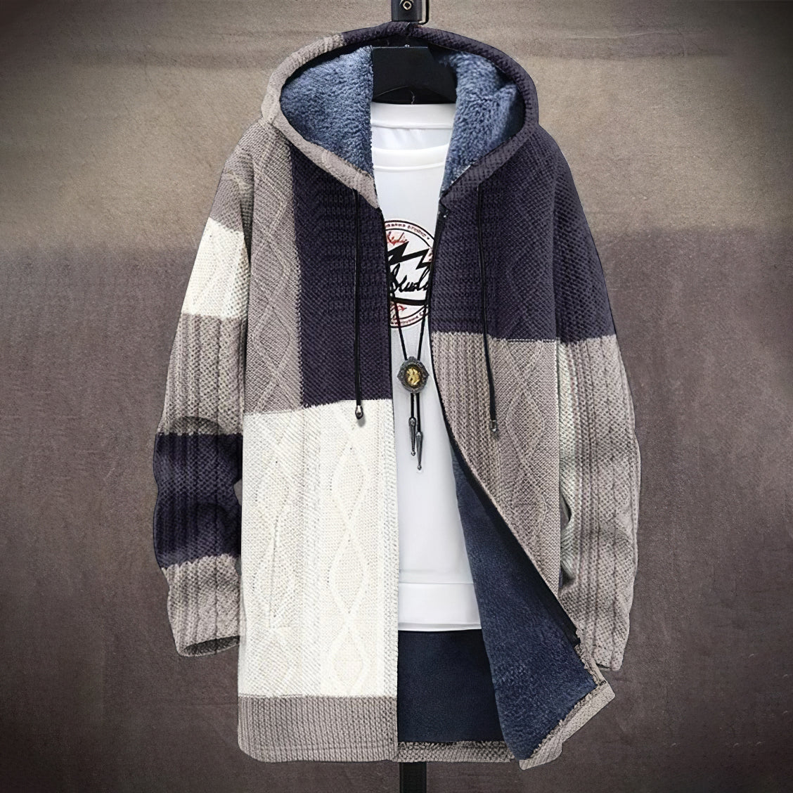 Vingate Knitted Stitching Art Long Sleeve Sweater Jacket Cat artswardrobe