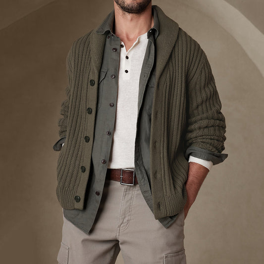 Men's Vintage Hand-knitted Warm Cardigan Sweater elevenforest