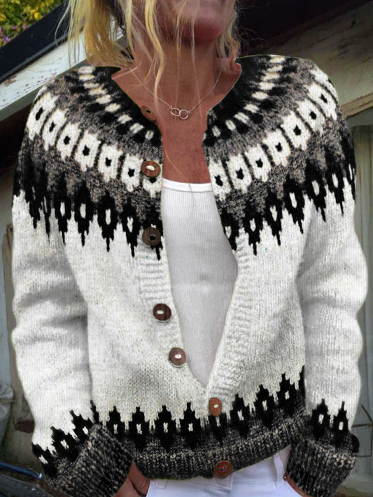 Vintage Traditional Pattern Iceland Style Sweater elevenforest