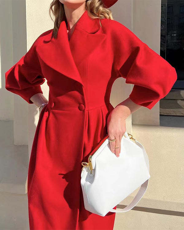 LP | Cappotto in lana vintage con maniche a lanterna e risvolti