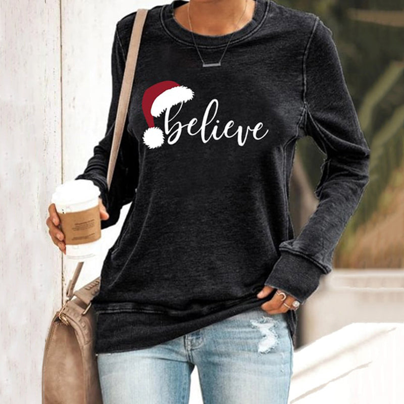 Comstylish Women's Christmas Believe Sweatshirt