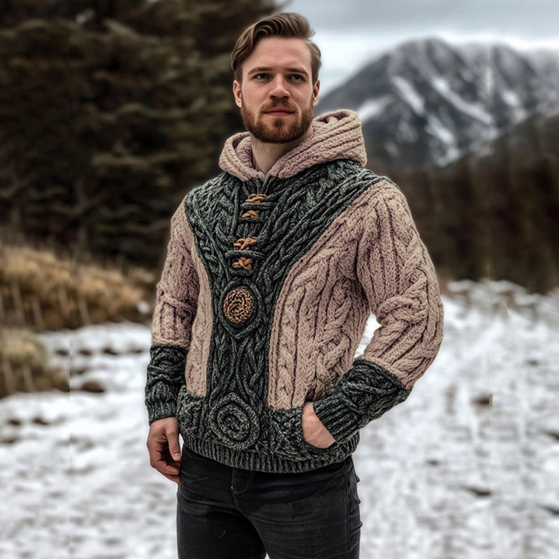 Vintage Celtic Mythology Irish Men's Knit Hooded Sweater elevenforest