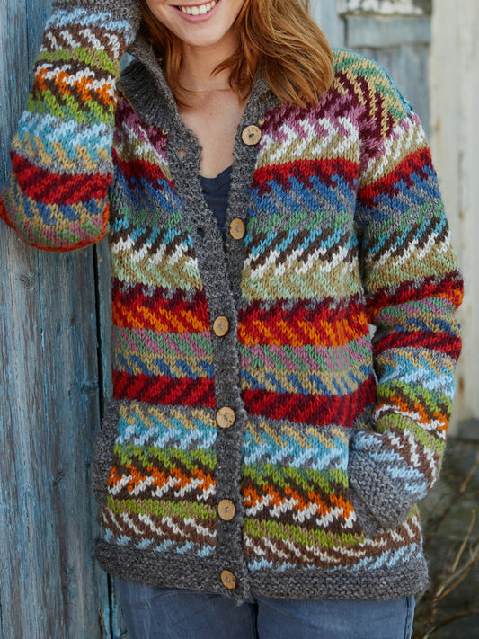 Vintage Pattern Cozy Knit Cardigan elevenforest