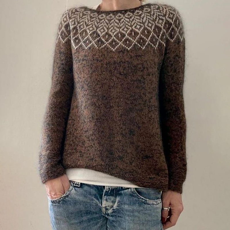 Vintage Geometry Icelandic Knit Pullover Cozy Sweater elevenforest