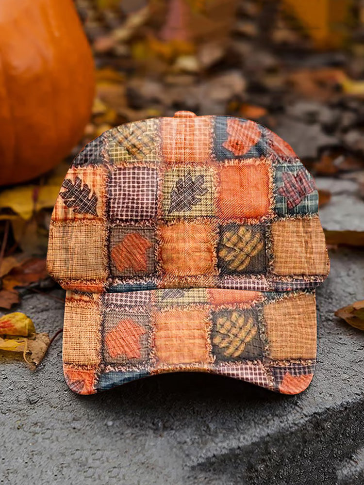 Unisex Patchwork Pumpkin Print Hat artswardrobe