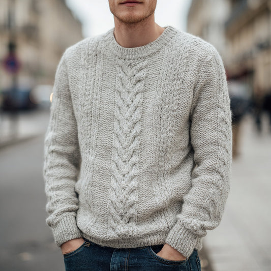 Men's Vintage Fairman Island Jacquard Thick Warm Crew Neck Sweater elevenforest