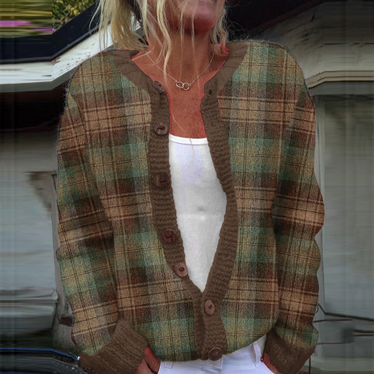 Vintage Icelandic Plaid Knitted Warm Women's Sweater elevenforest