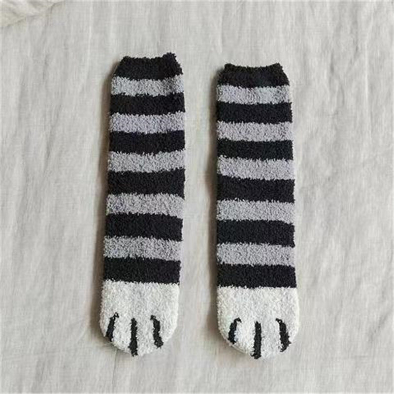 Comstylish Lovely Cat Paw Inspired Fuzzy Plush Socks