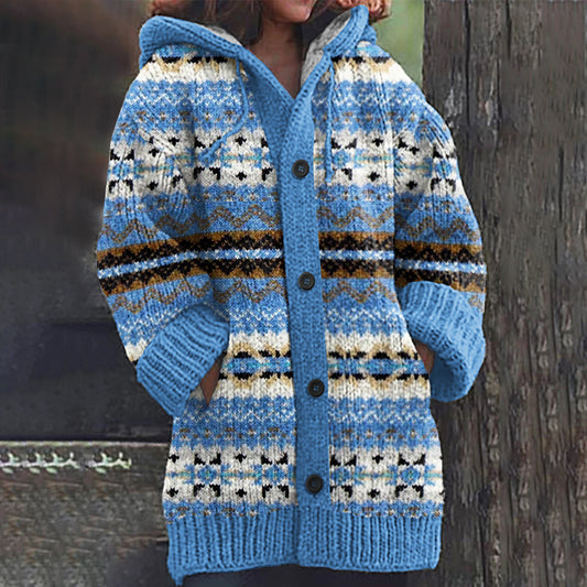 Vintage Icelandic Geometric Pattern Knitted Warm Sweater Cardigan elevenforest