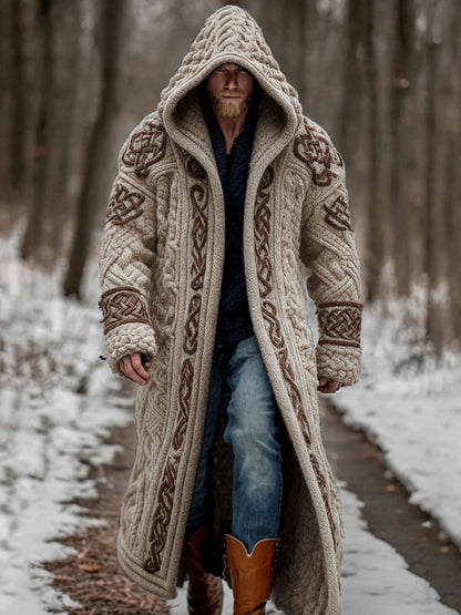 Men's Viking Celtic Knot Art Pocket Mid-length Cardigan Sweater artswardrobe