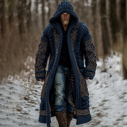 Men's Viking Celtic Knot Art Pocket Mid-length Cardigan Sweater artswardrobe