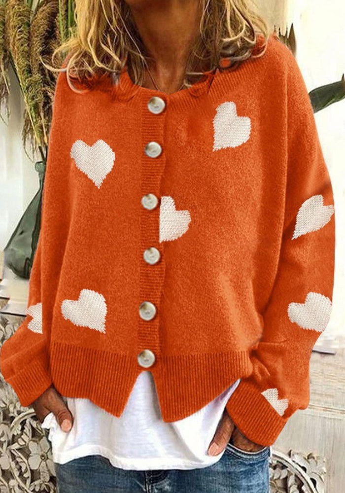Halloween Single Breasted Heart Knit Sweater artswardrobe