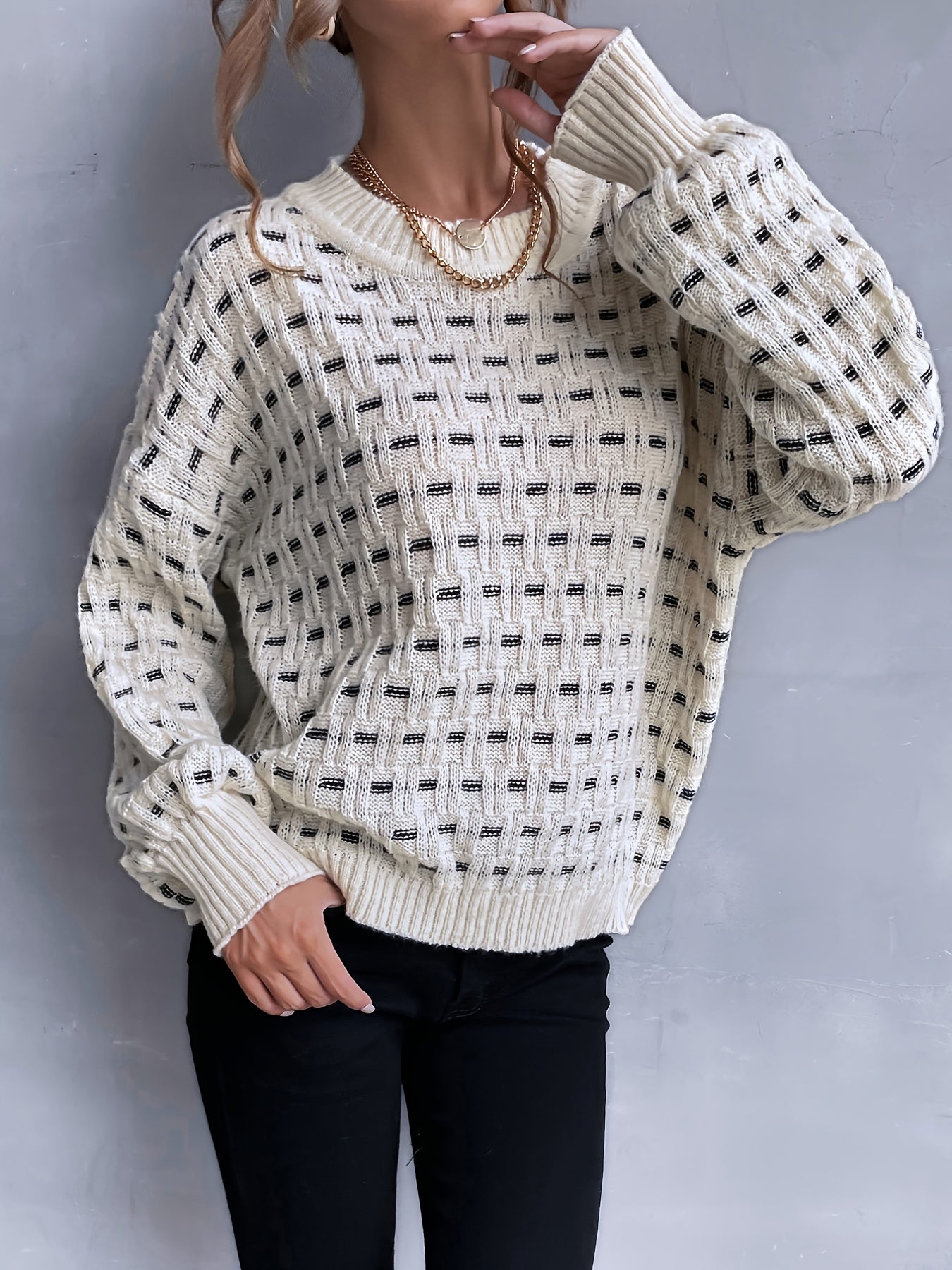 Janeth® | Vintage color block sweater for women
