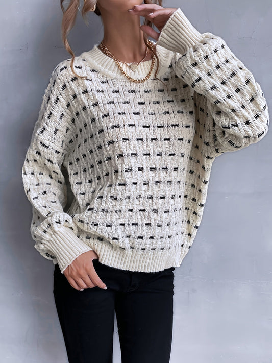 Janeth® | Vintage color block sweater for women